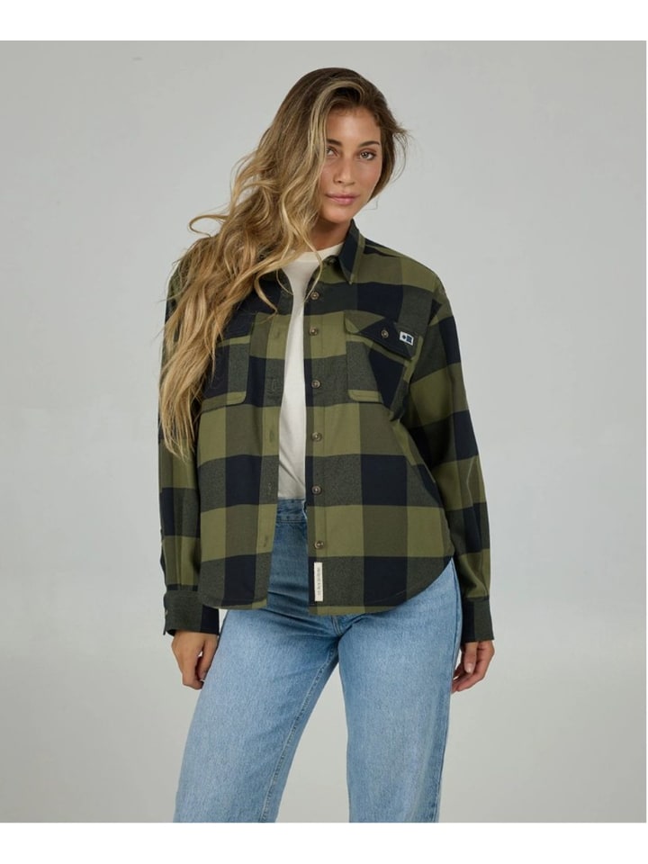 

Salty Crew Фланелевая рубашка Fathom оливкового цвета