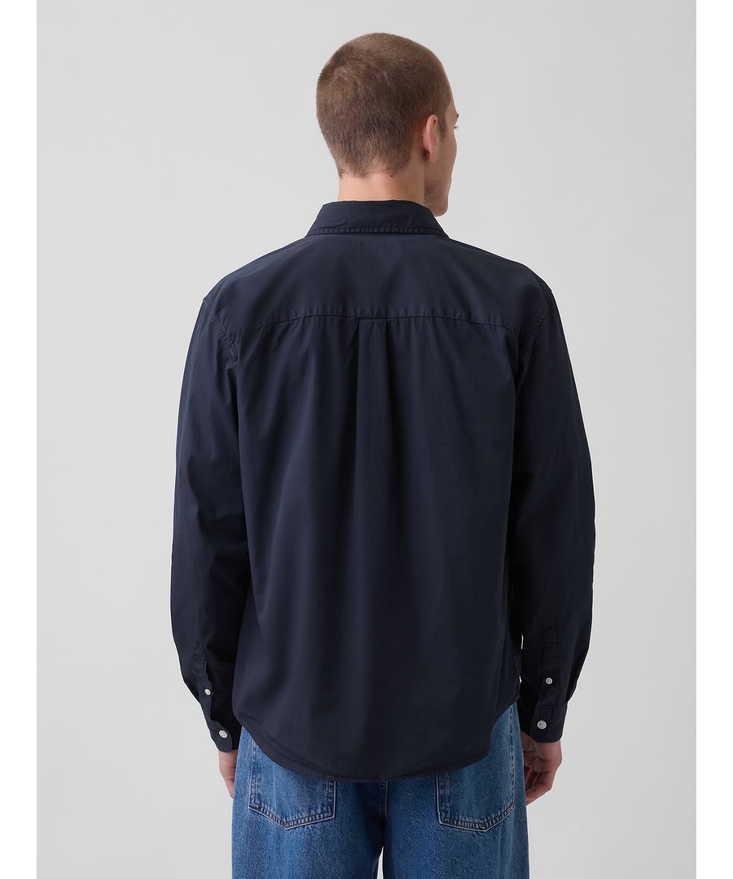 (U) Рубашка из органического хлопка свободного кроя с логотипом GAP из поплина, NAVY_UNIFORM — фото 2