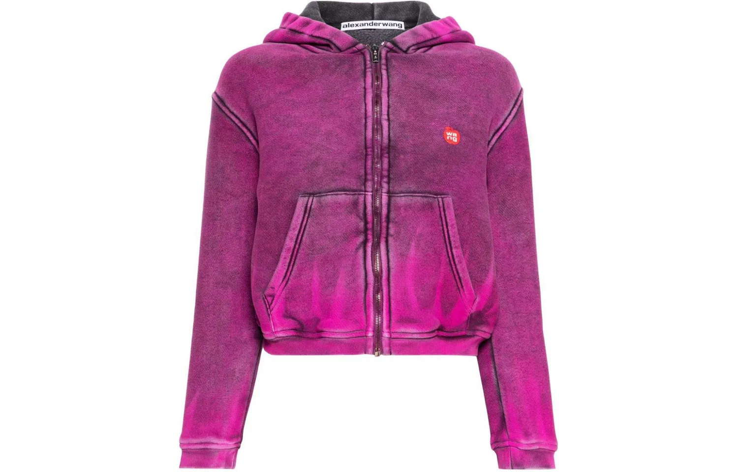 Толстовка на молнии с логотипом-патчем, состаренная Alexander Wang, Purple