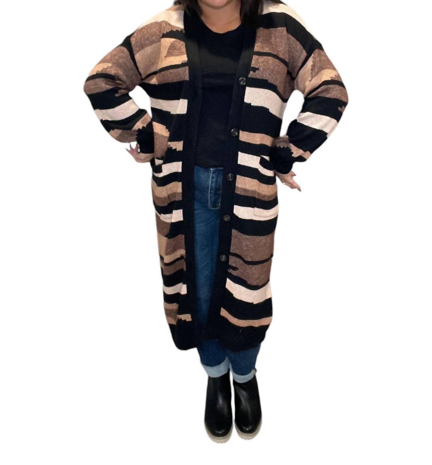 

Кардиган на пуговицах в черно-коричневом цвете Saltwater Luxe, черный/коричневый