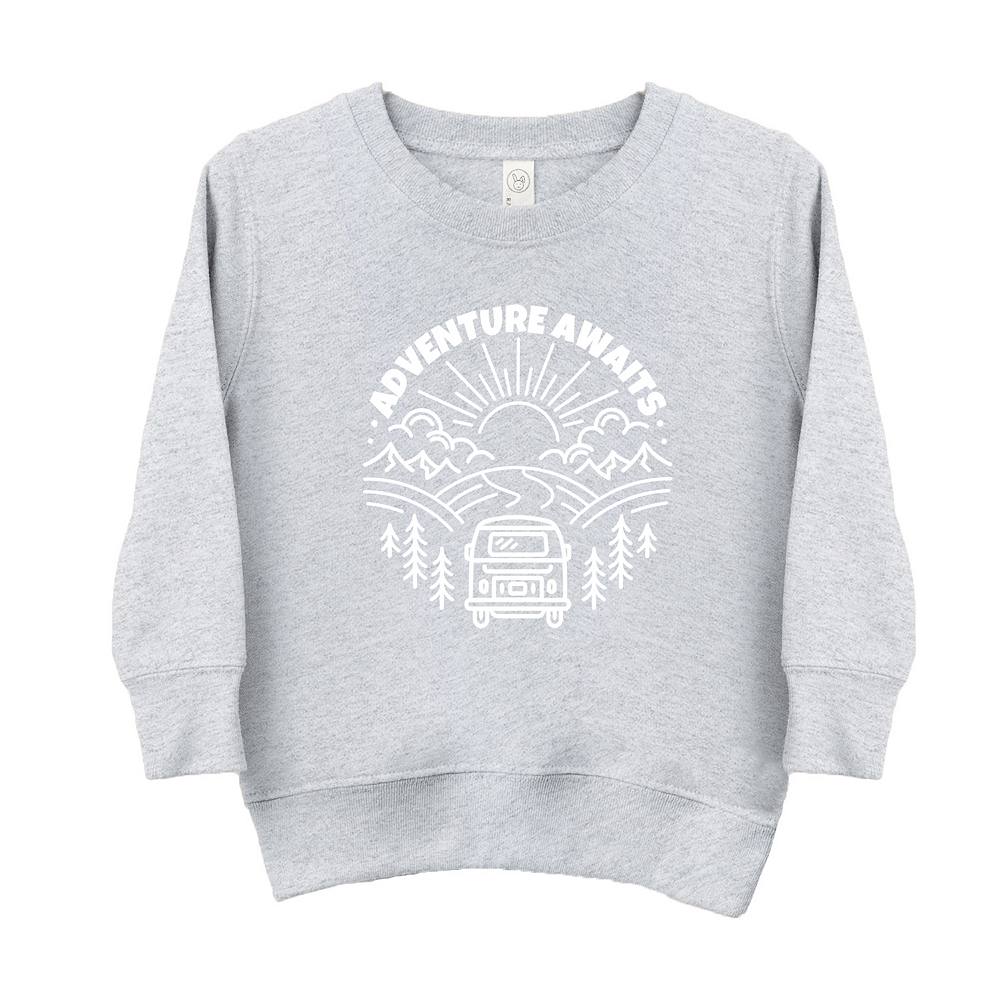 

Толстовка Adventure Awaits Landscape Circle с рисунком Van для малышей The Juniper Shop, цвет Heather Grey