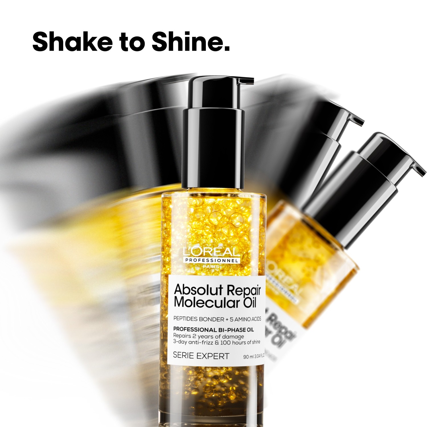 Масло для волос serie expert absolut repair molecular bi-phase oil L Oreal Professionnel Paris, объем 90 мл — фото 4