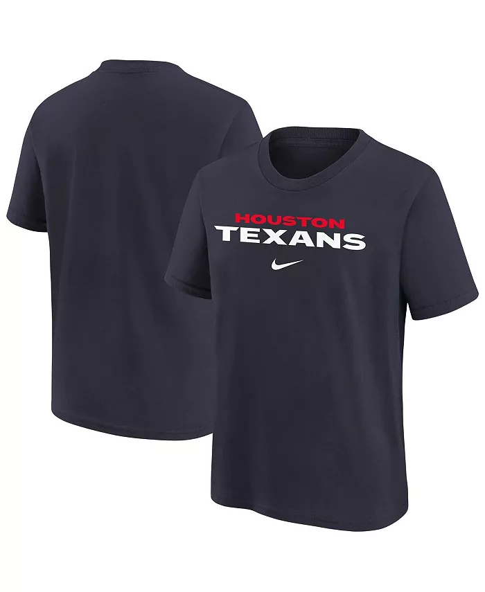 

Футболка с надписью Big Boys and Girls Navy Houston Texans Team Nike