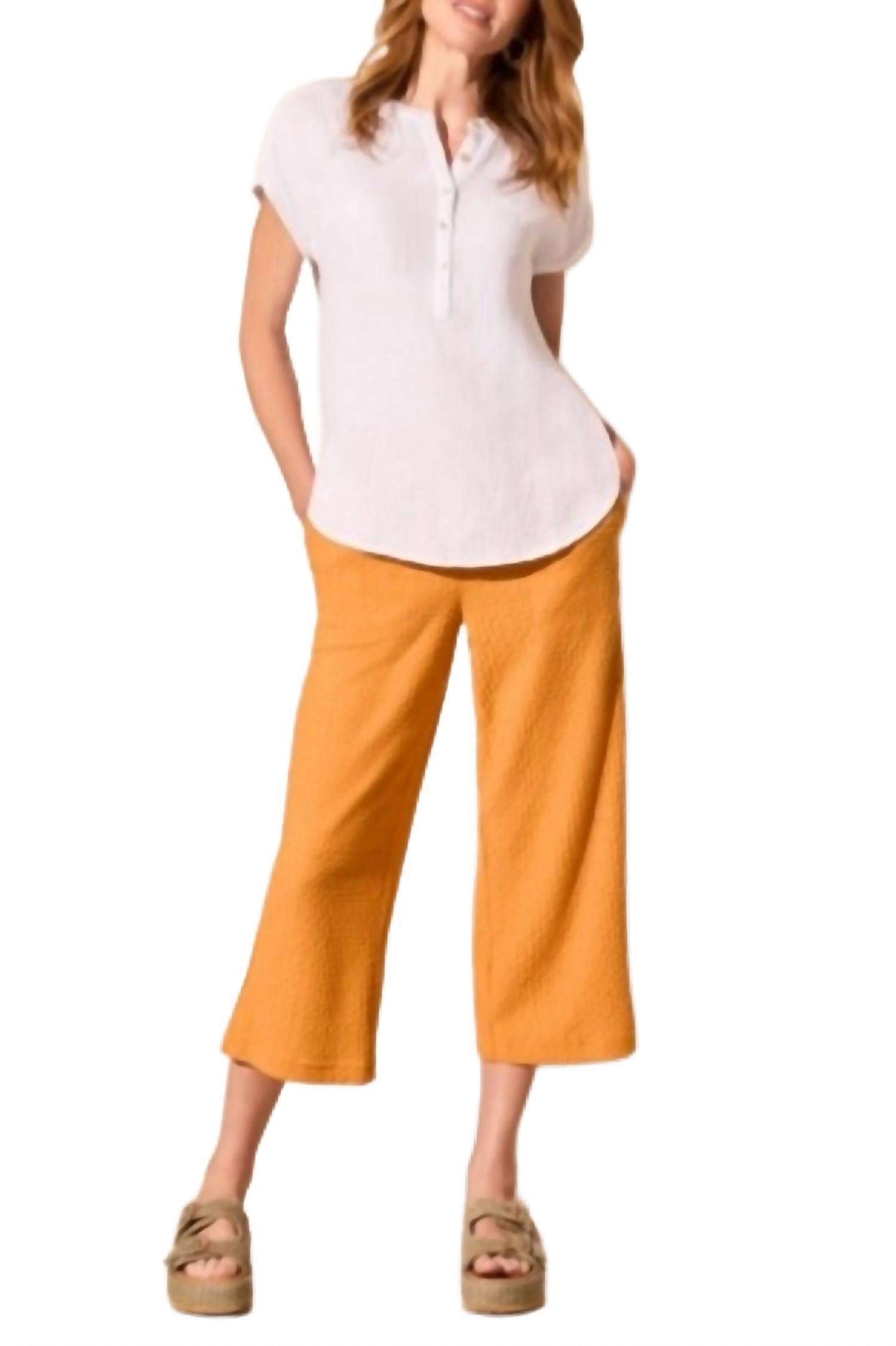 

TRIBAL Блузка-пуловер с короткими рукавами и пятью пуговицами, белого цвета