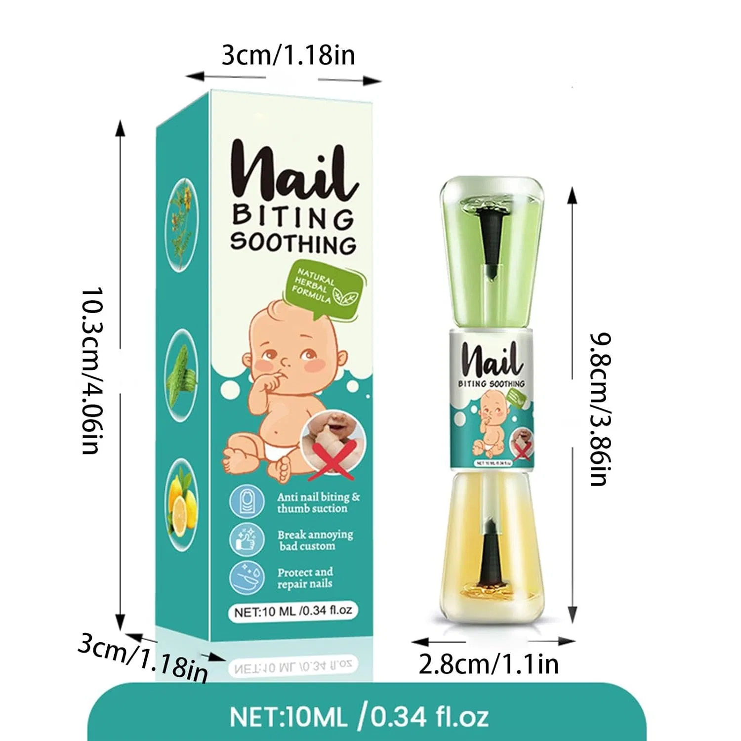 Горький лак для ногтей против обгрызания и сосания пальцев Generic, 10 Ml X 2 — фото 2