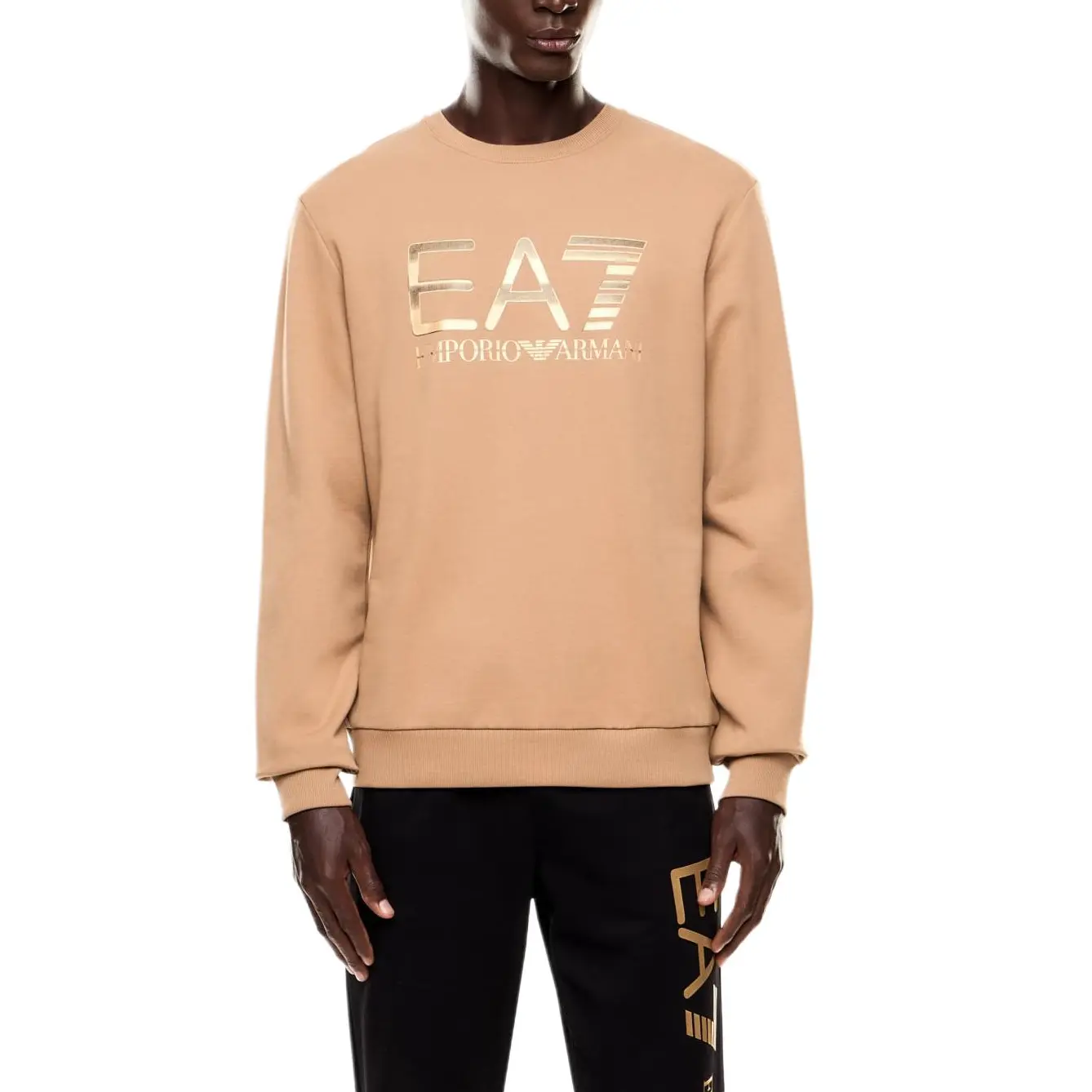 Мужская толстовка EA7 FW25 Emporio Armani, светлый umber — фото 4