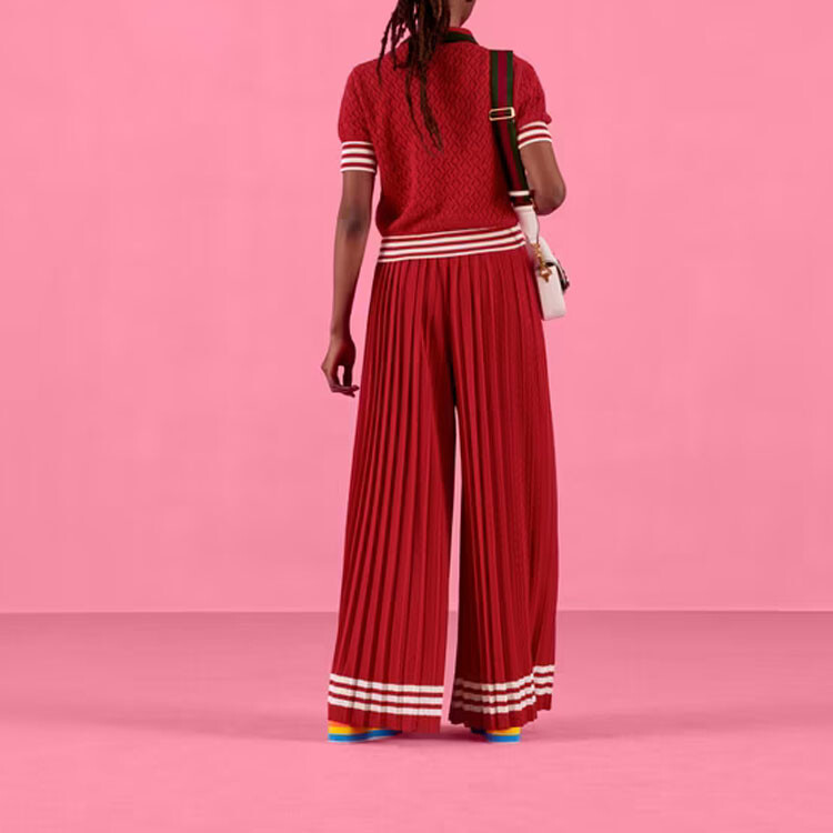 Рубашка-поло женская Adidas Originals x Gucci, эксклюзивная коллаборация, красный — фото 3