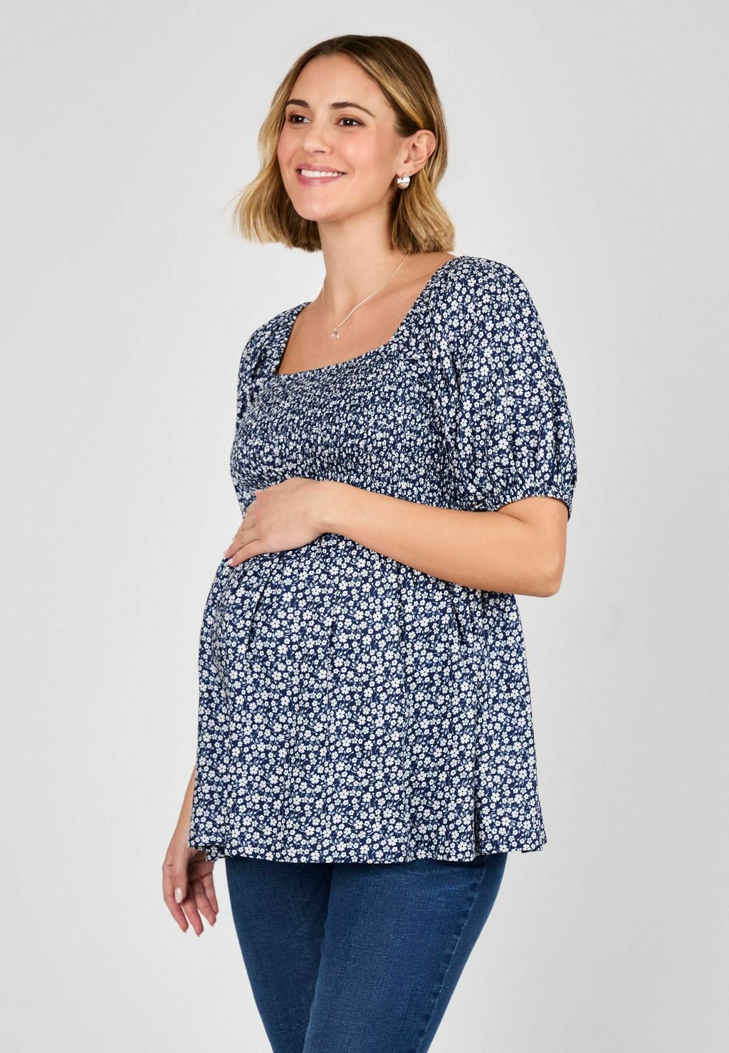 

Блуза MATERNITY FIT - DITSY SHIRRED JoJo Maman Bébé, синий