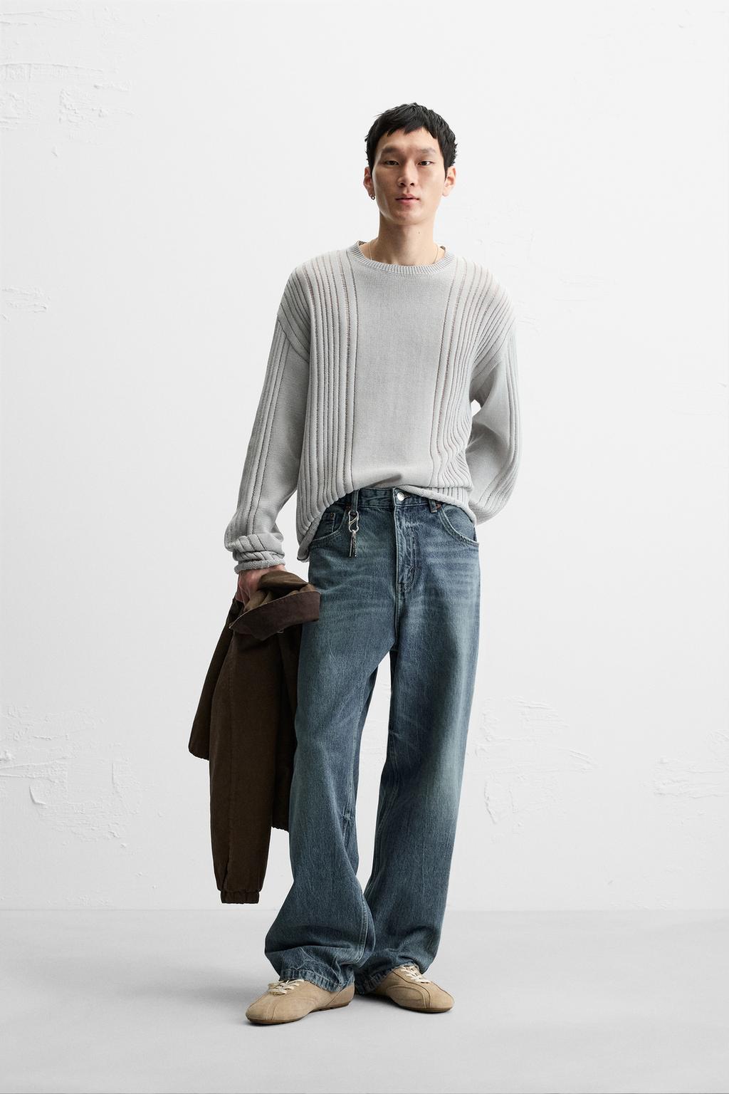 

Текстурированный свитер открытой вязки ZARA, цвет Pearl grey
