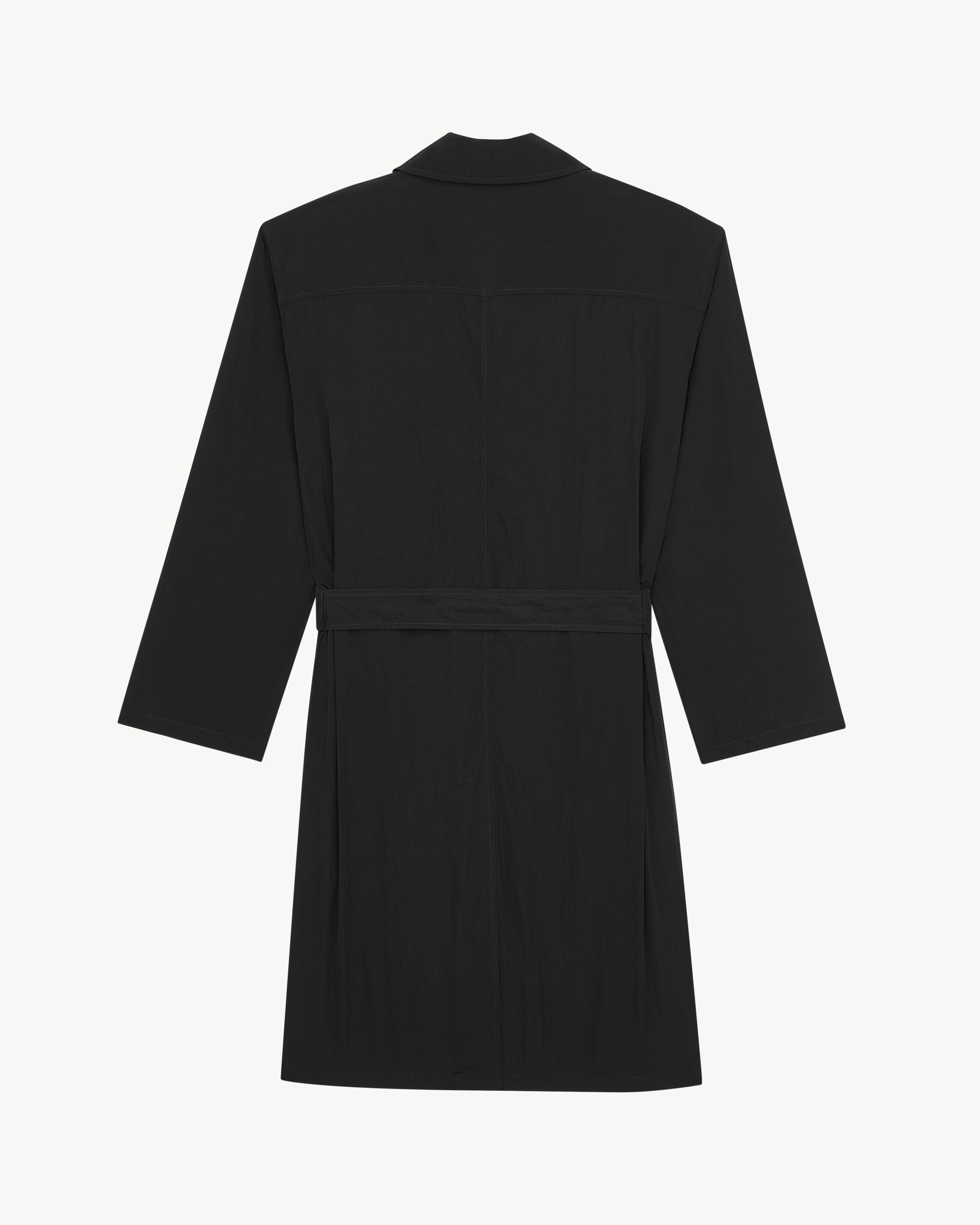 Водоотталкивающее тренчкот из жатого нейлона Saint Laurent, черный — фото 3
