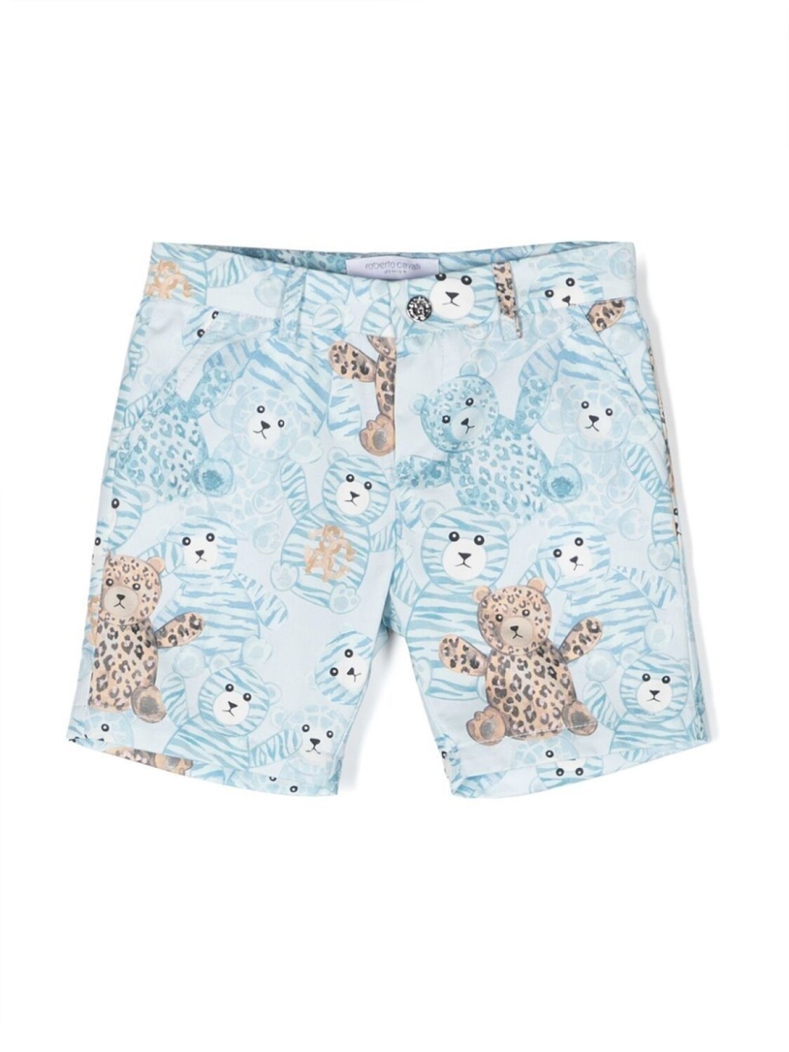 

Хлопковые шорты с принтом плюшевого мишки Roberto Cavalli Junior, синий