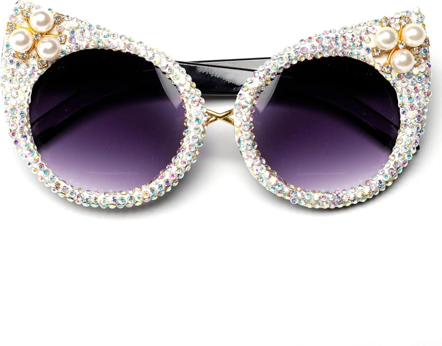 

Очки-солнцезащитные очки большого размера «кошачий глаз» с блестящими стразами, ретро-стиль, с бриллиантами, для женщин, защита UV400 bullabulling, Black