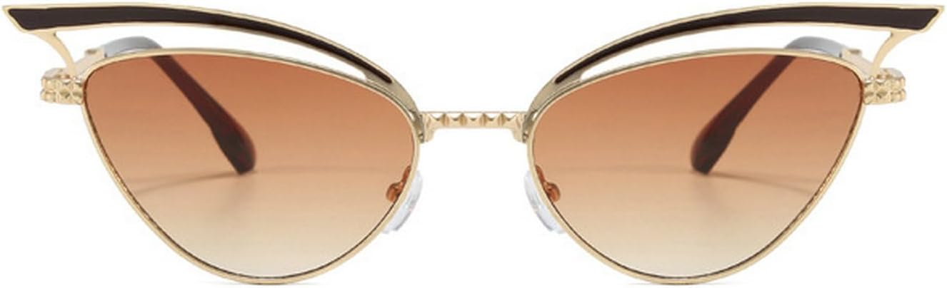 

Laureles Модные солнцезащитные очки «кошачий глаз» в стиле Y2k для женщин, винтажная металлическая оправа, коричнево-серые солнцезащитные очки для мужчин и женщин в стиле панк, C3