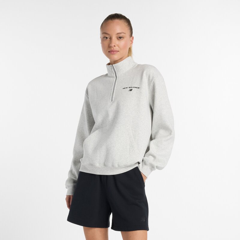 

Рубашка из флиса с молнией до середины бедра New Balance, цвет ash heather (wt51516ahh)