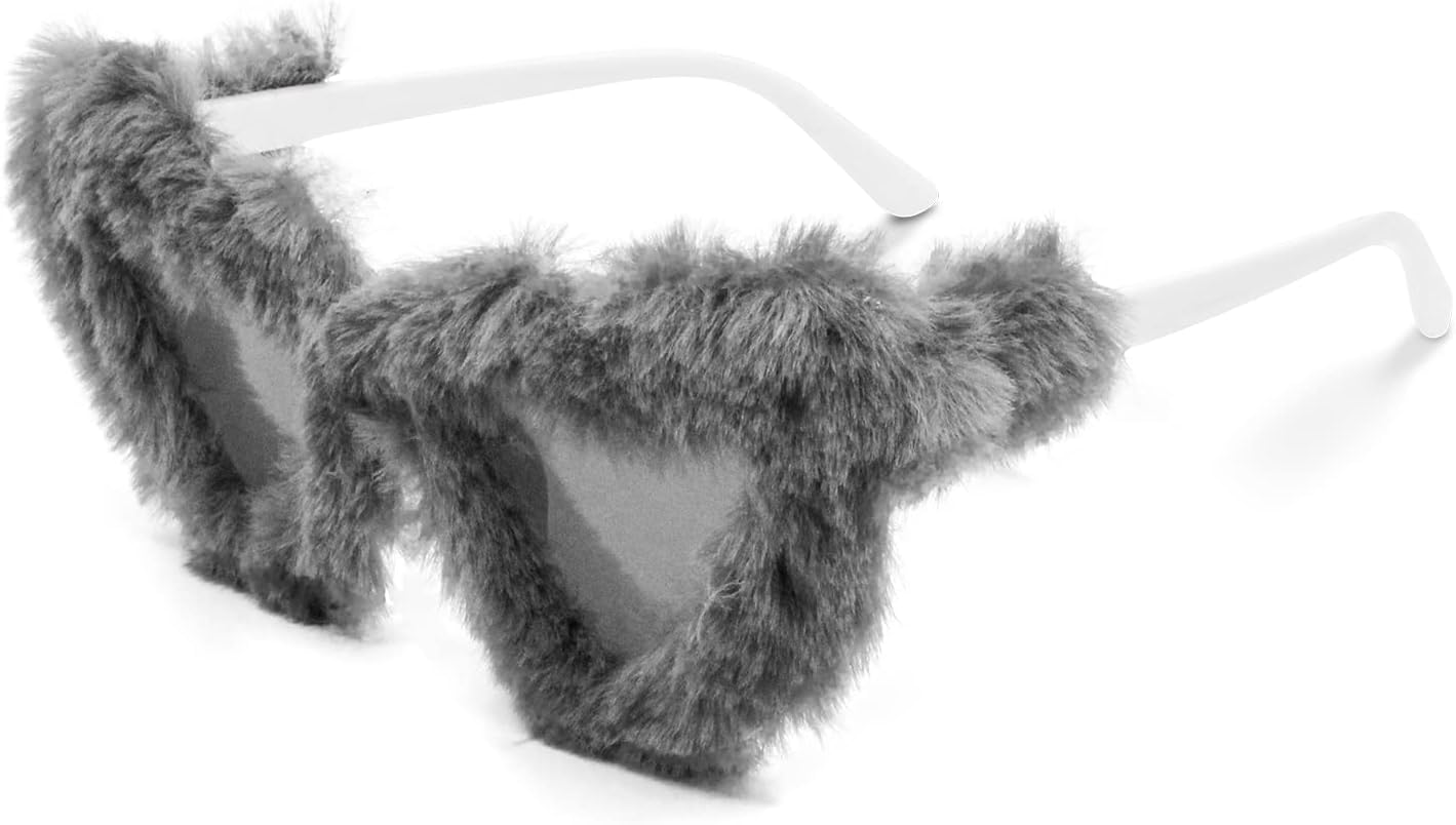 

Женские пушистые солнцезащитные очки в форме сердца, стильные очки в мягкой оправе для фестивалей, костюмированных мероприятий и вечеринок. Аксессуары для вечеринок ailov, Grey