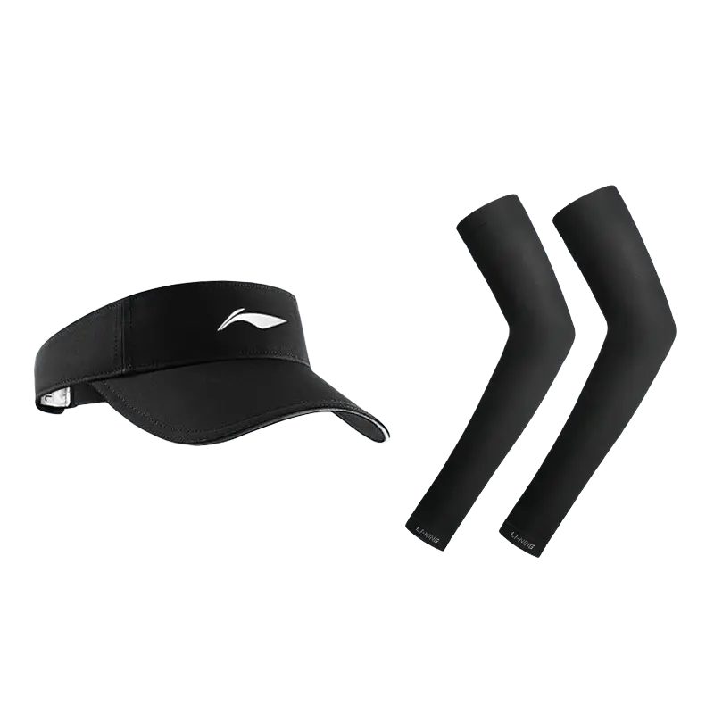 

LINING Унисекс шапка от солнца из полиэстера, Sun Protection Two-Piece Set[Black Visor Cap+Black Straight Fit Cooling Arm Sleeves]