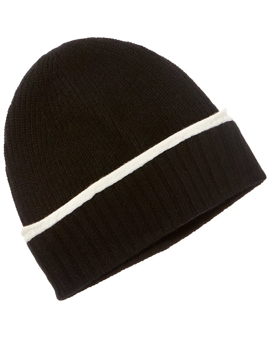 

Amicale Cashmere Tipped Cuff ребристая кашемировая шапка-бини, черный