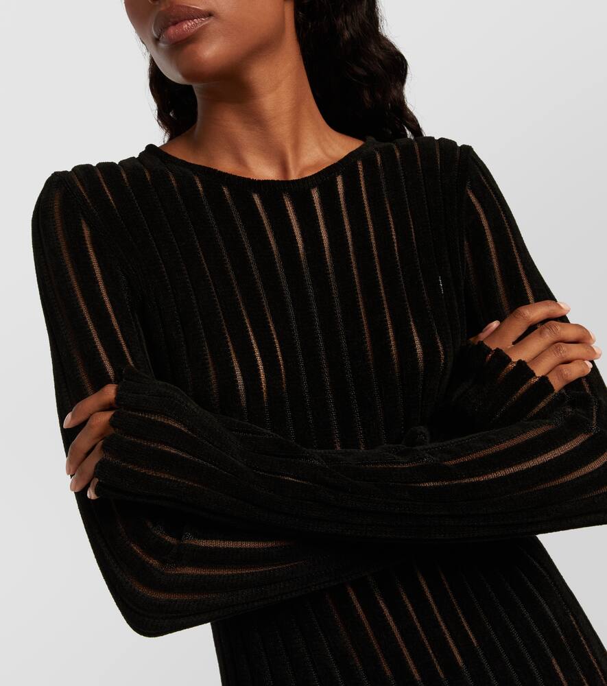 Вязаное миди-платье с отделкой из искусственного меха Blumarine, Black — фото 4