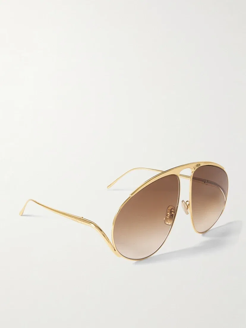 Солнцезащитные очки-авиаторы золотистого цвета LOEWE EYEWEAR, золотой — фото 3