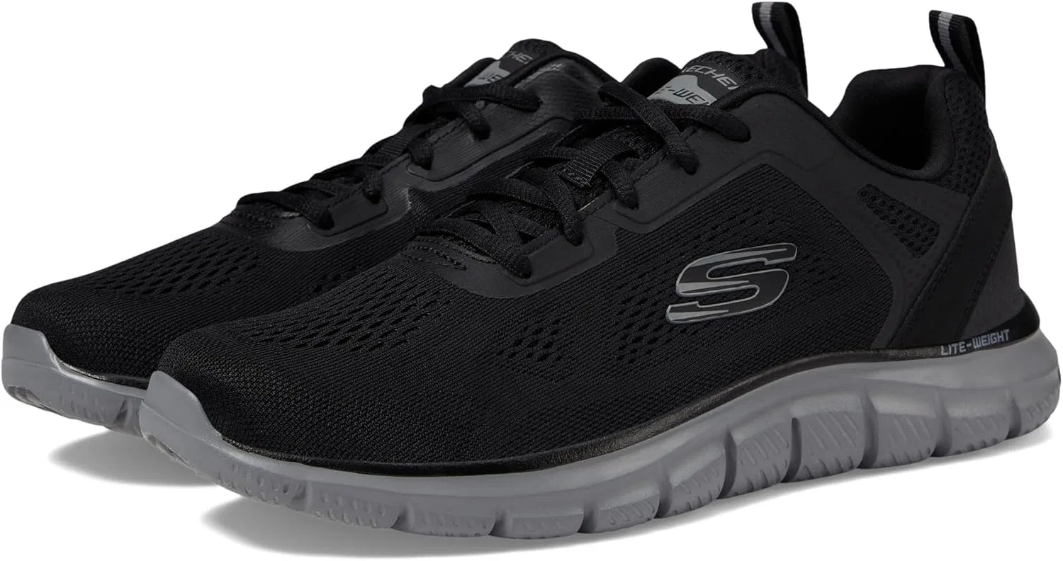 Мужские спортивные кроссовки Skechers Track Broader, Black Mesh Pu Charcoal Trim — фото 3