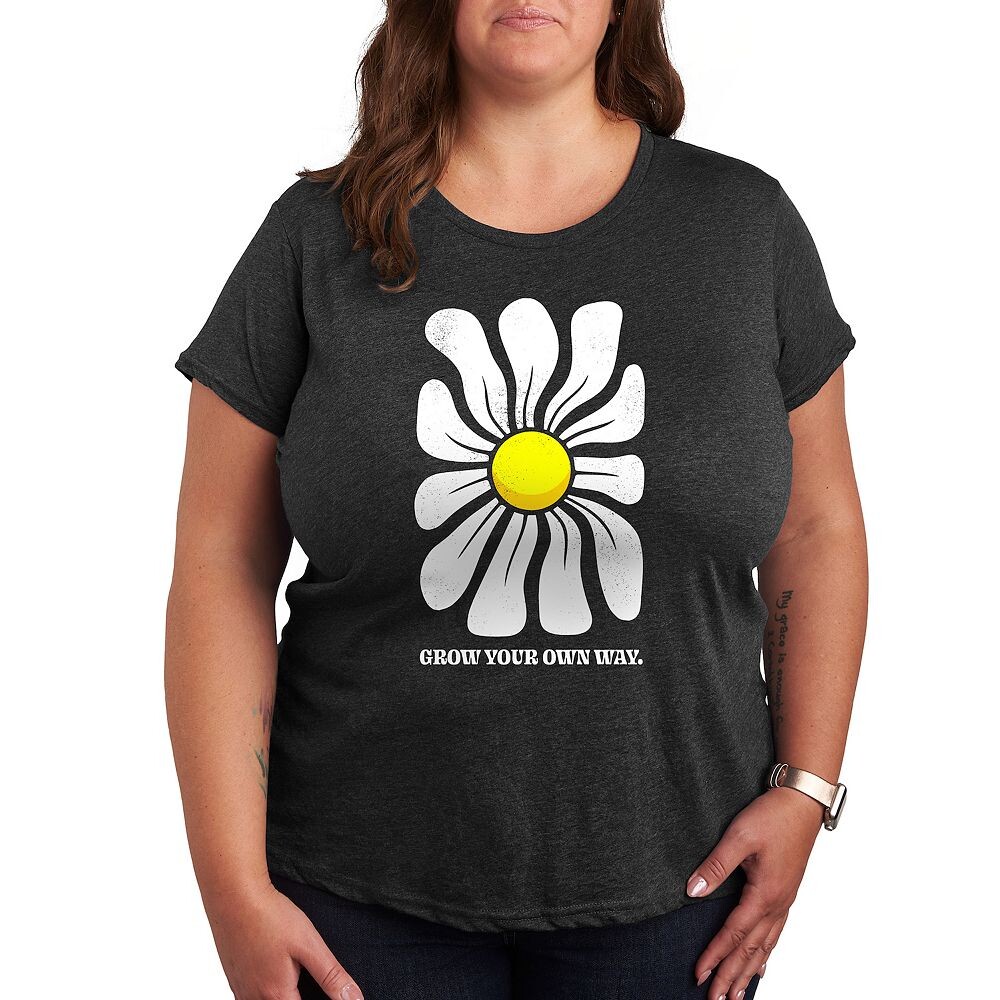 

Футболка Plus Grow Your Own Way с рисунком ромашки Licensed Character, цвет Heather Charcoal