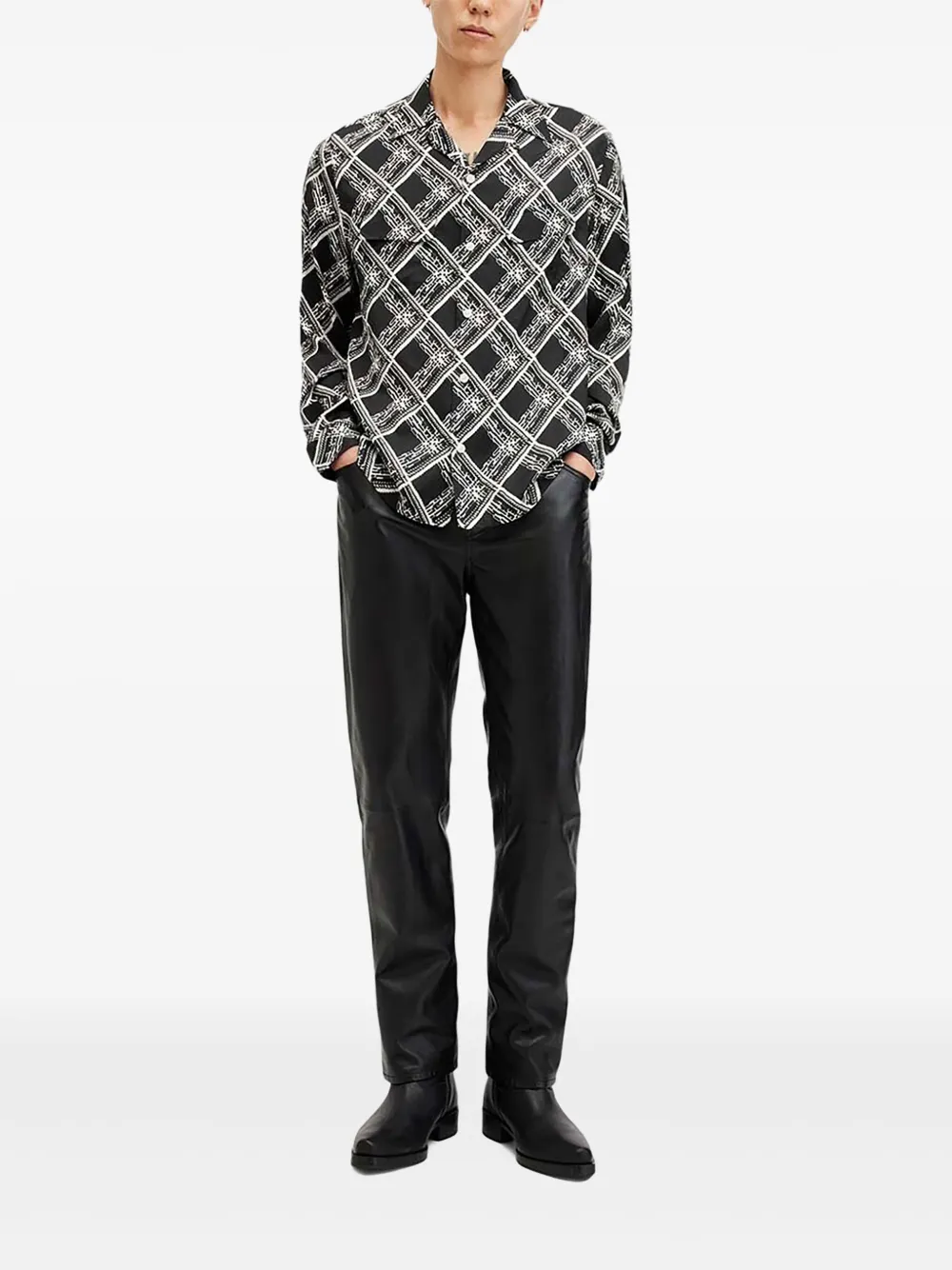 

Рубашка с длинными рукавами и принтом AllSaints, черный