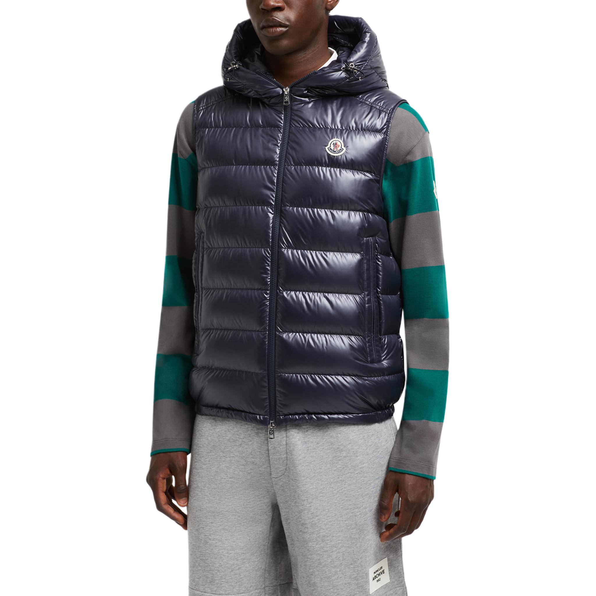 Безрукавка с молнией и нашивкой Barant Logo Moncler, морской синий — фото 4