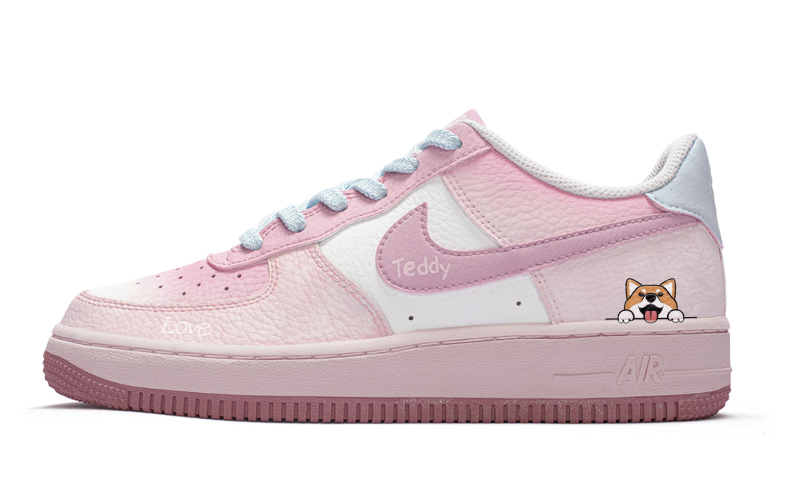 

Кроссовки Nike Air Force 1 Skateboarding Shoes Women's Low-top White/Pink/Blue, розовый