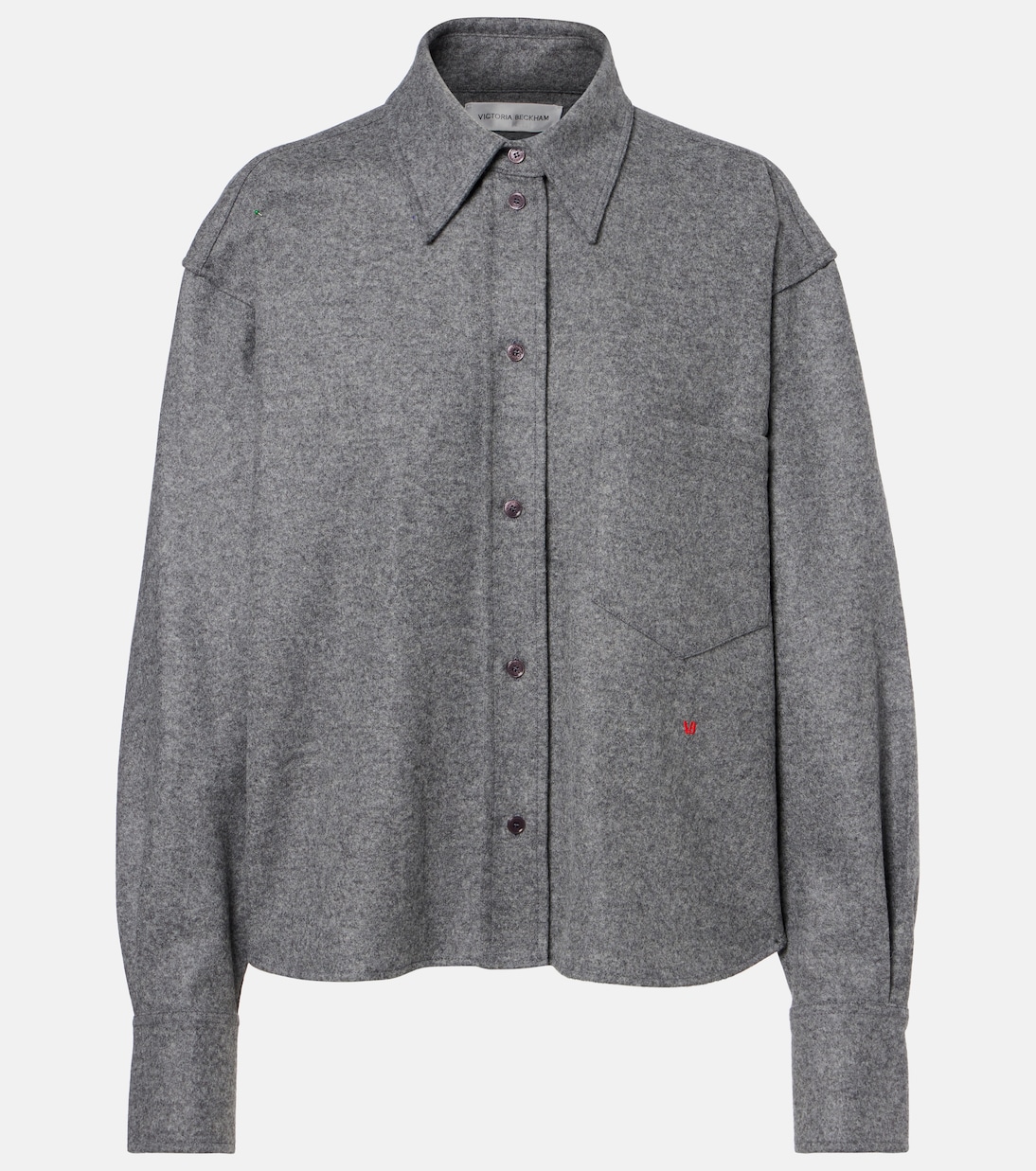 

Рубашка из шерсти и кашемира Victoria Beckham, Mid Grey Melange