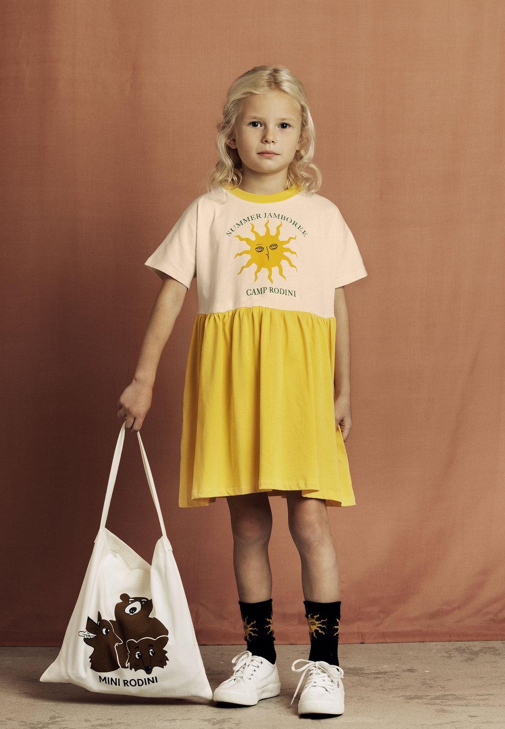 

Платье из джерси SUN DRESS Mini Rodini, слоновая кость
