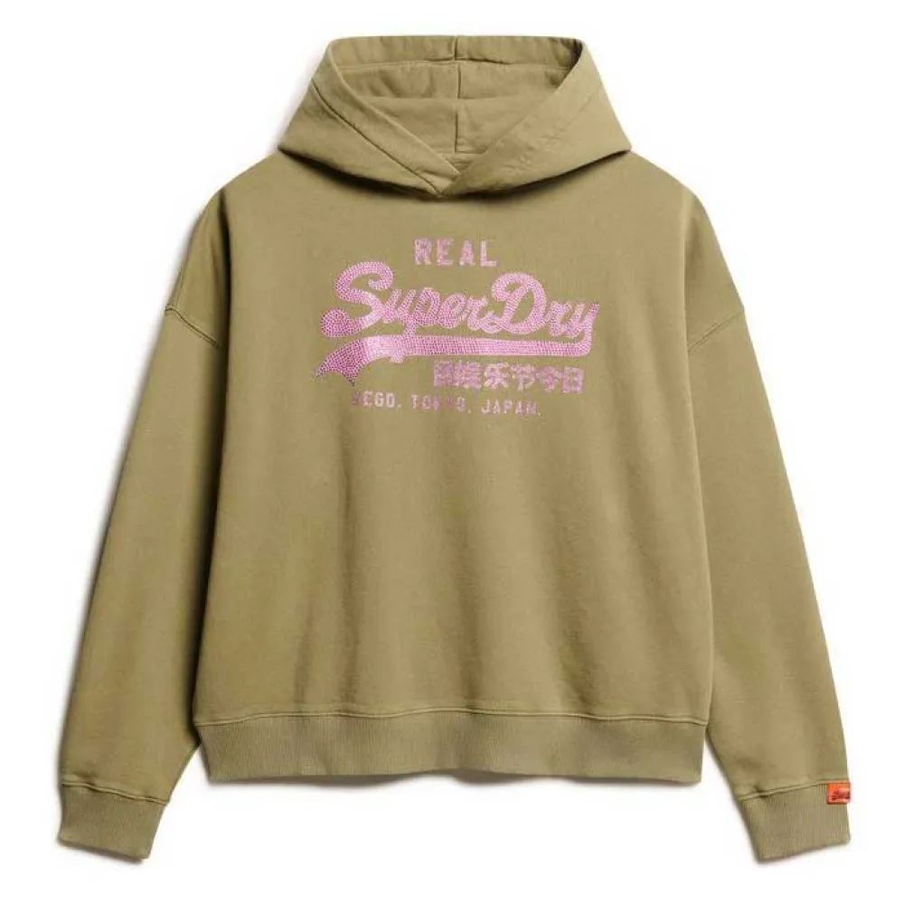 

Худи Superdry Vl Rhinestone Relaxed, зеленый