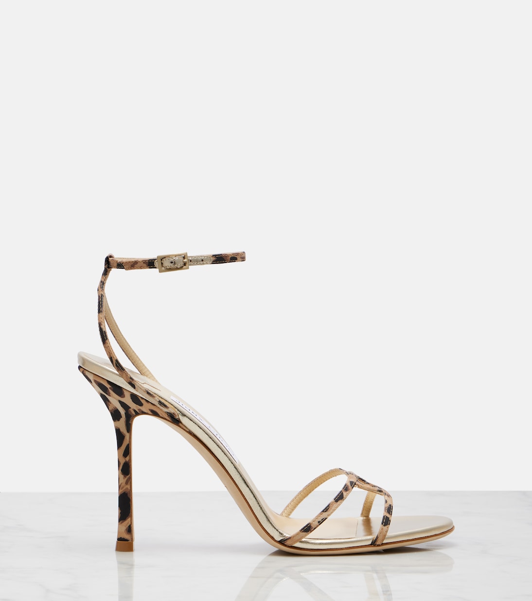 Архивные сандалии Leo 100 с леопардовым принтом Jimmy Choo, Natural — фото 4