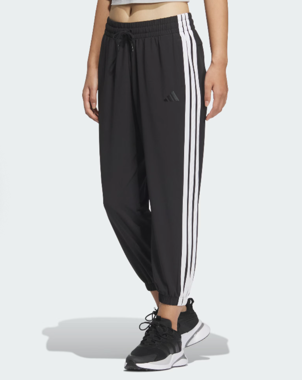 (WMNS) Брюки Adidas 2-Stripes Woven 7/8 'Black' — фото 2
