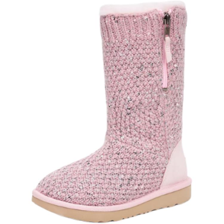 

UGG Нескользящие и износостойкие теплые высокие детские ботинки, кристально-розовые