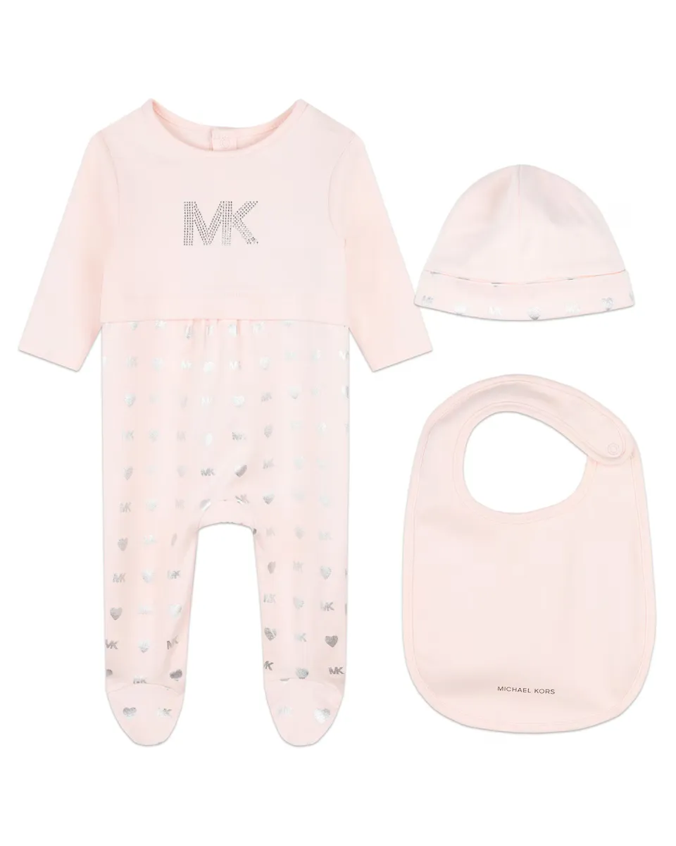 

Комплект пижамы и хлопкового нагрудника для девочки Michael Kors, розовый