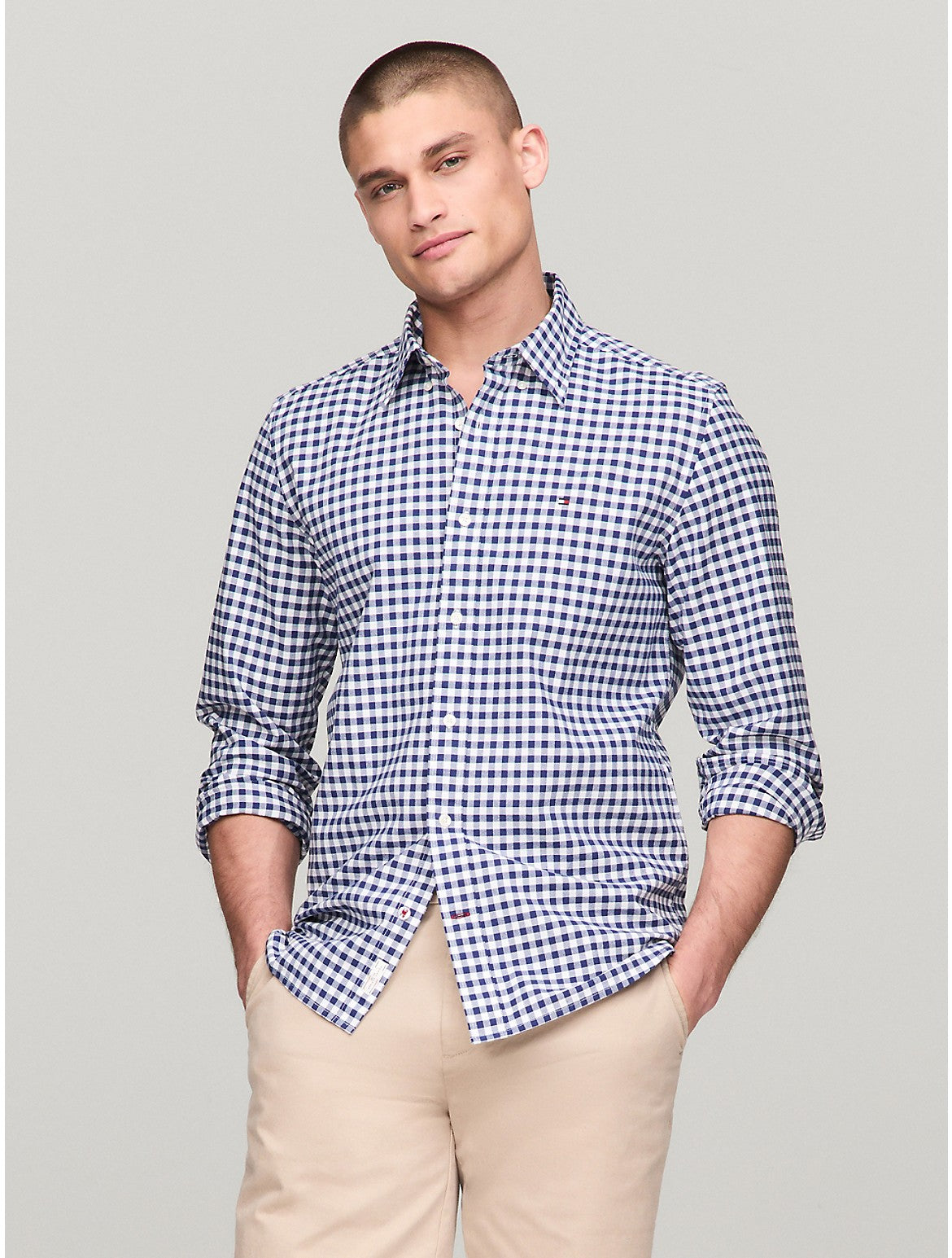 

Мужская рубашка Tommy Hilfiger Gingham Regular Fit Oxford, цвет navy/optic white