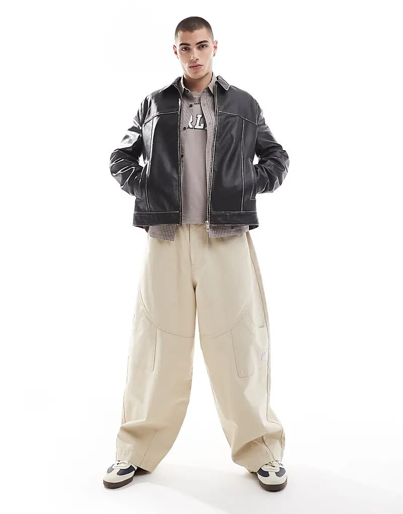 

Мешковатые брюки с нашивкой в виде рабочей одежды в камне ASOS DESIGN