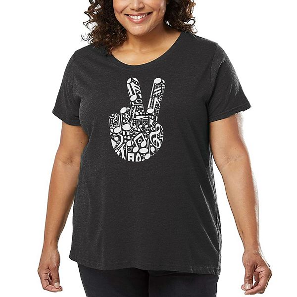 

Футболка с принтом Peace finger notes для женщин plus size La Pop Art, Grey