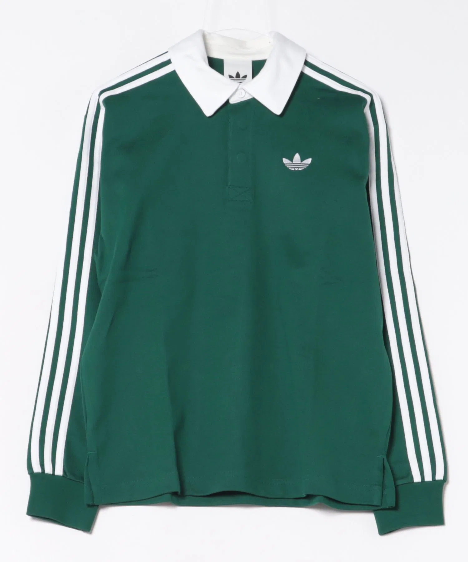 Мужская футболка adidas 3ST RUGBY LS POLO с длинным рукавом зелёного цвета