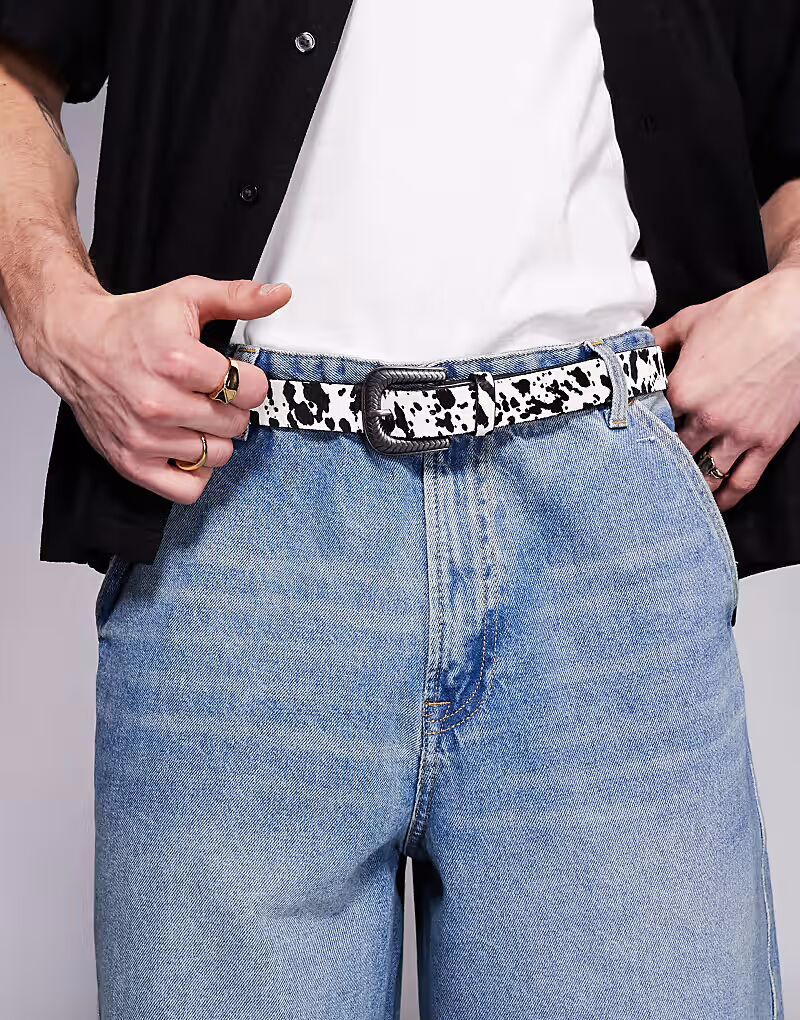 

Ремень из коровьей шерсти в стиле вестерн Asos Design, мультиколор
