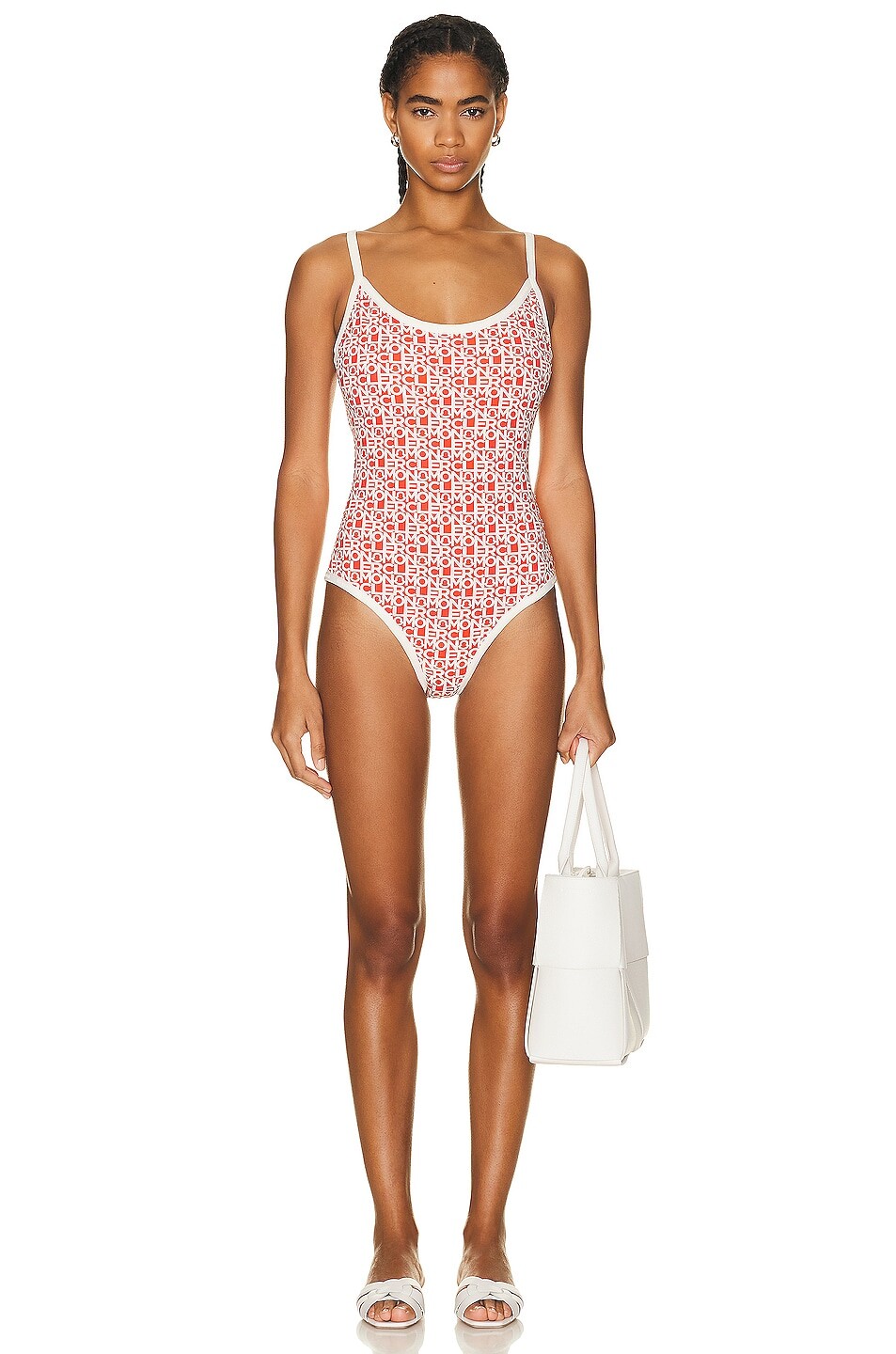 

Купальник Moncler Logo Print Scoop Neck One Piece, оранжевый