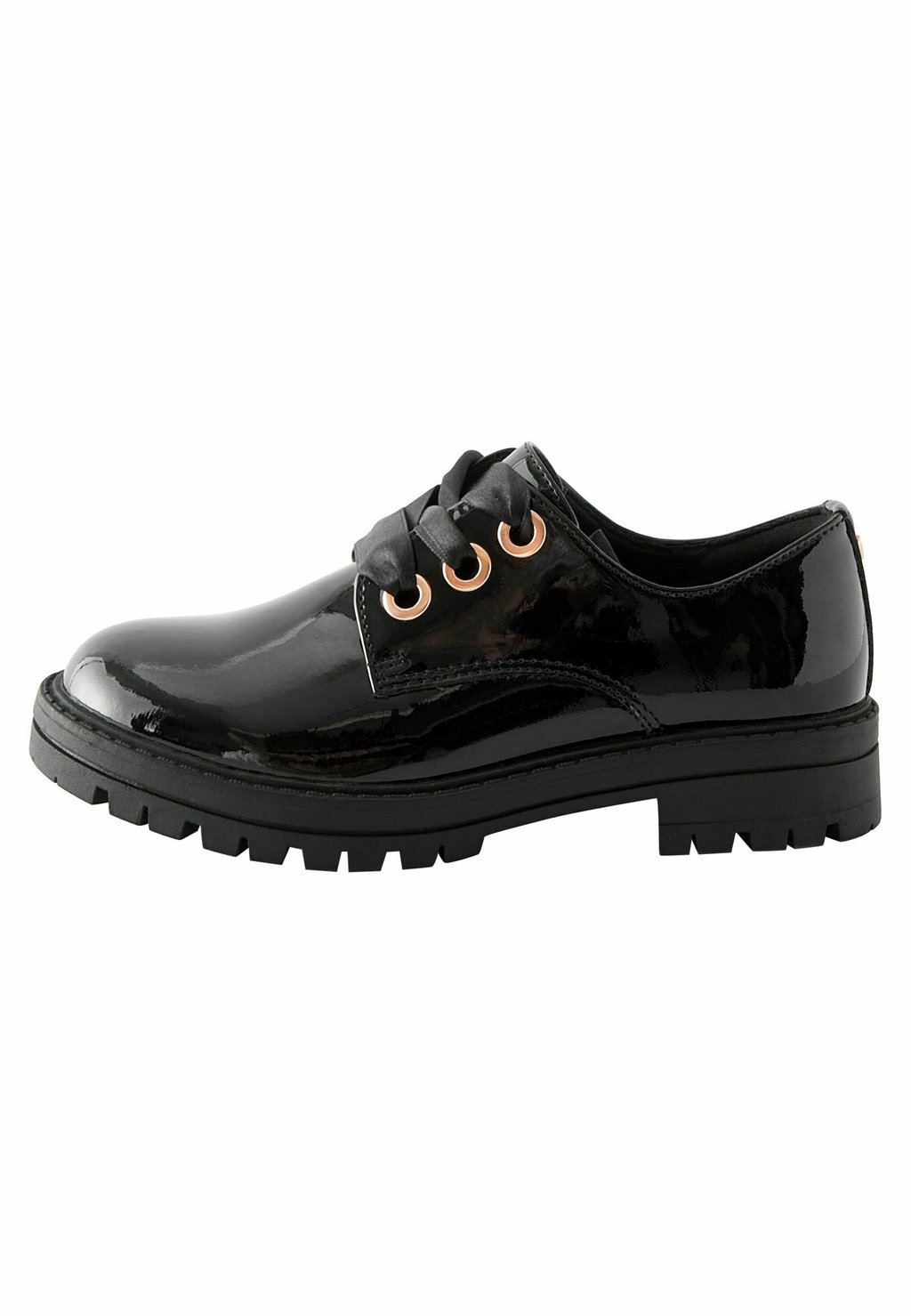 

Шнуровка School Eyelet Wide Fit G Next, цвет black patent