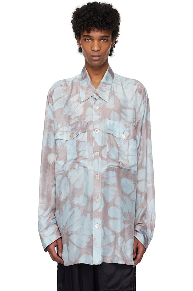 

Шёлковая рубашка Dries Van Noten, синий