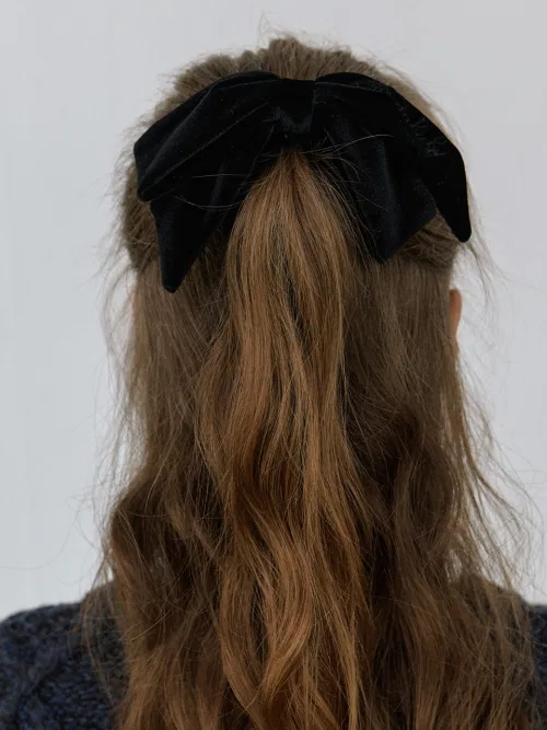 Резинка для волос классическая velvet logo ribbon - KINDABABY - черный — фото 3