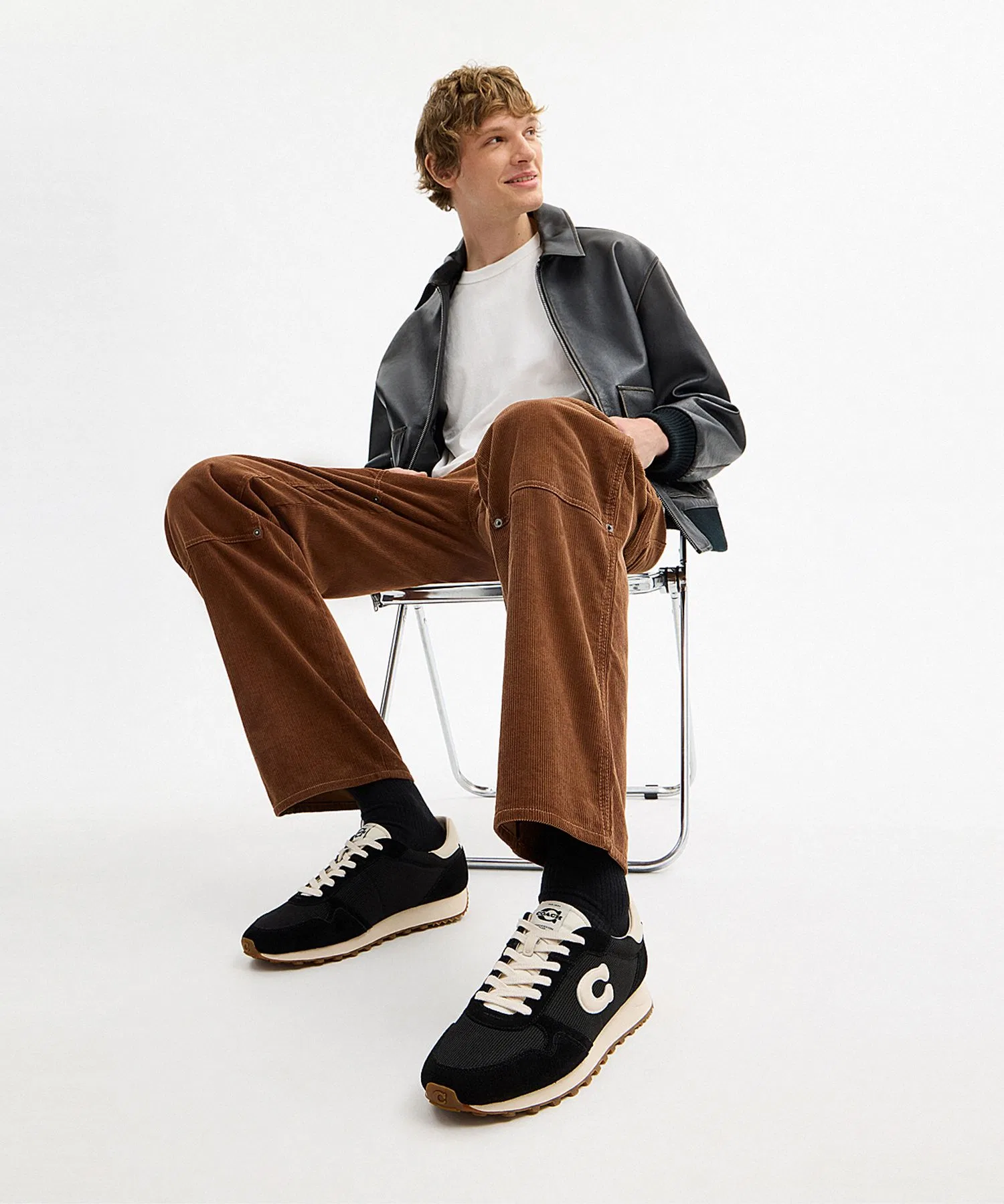 Мужские кроссовки из замши, кожи и сетки COACH Retro Runner чёрные — фото 2