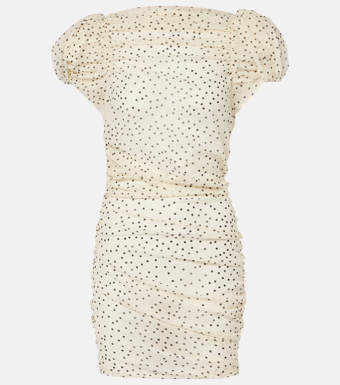 

Мини-платье из смесового шелка в горошек Magda Butrym, кремовый
