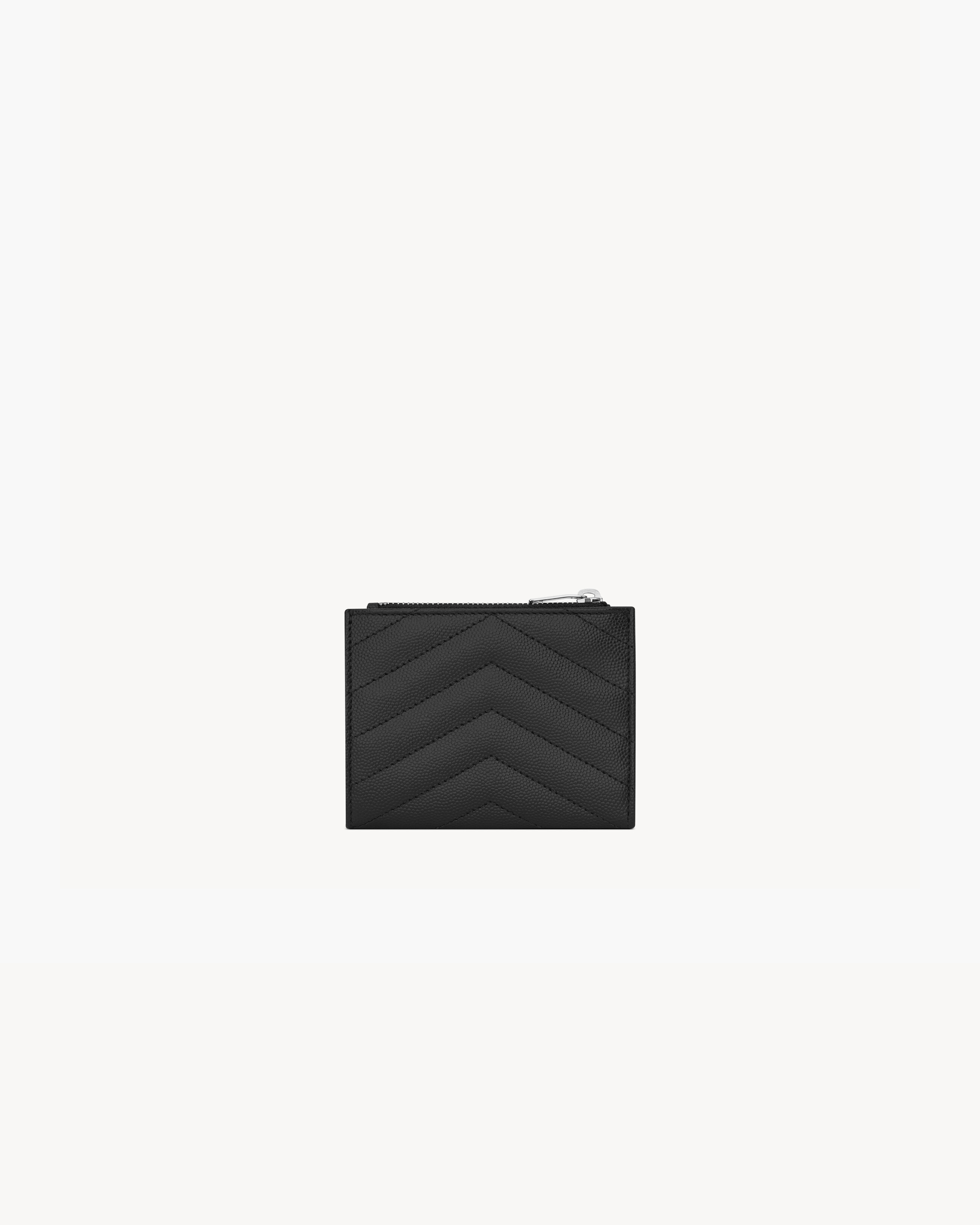 Двухсложный кошелек CASSANDRE MATELASSE из зернистой кожи grain de poudre Saint Laurent, черный — фото 2