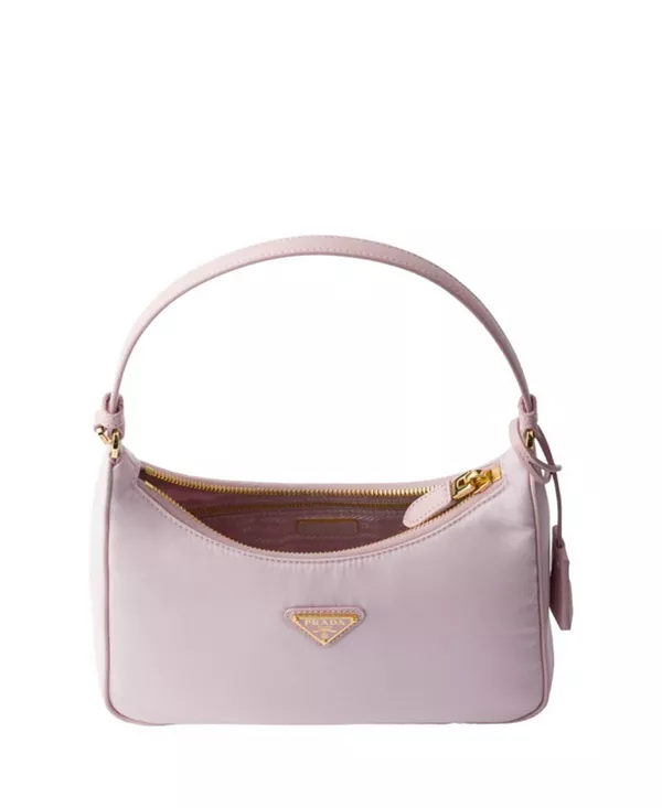 Переиздание 2005 года, мини-сумка из нейлона и сафьяновой кожи. Prada, розовый — фото 3