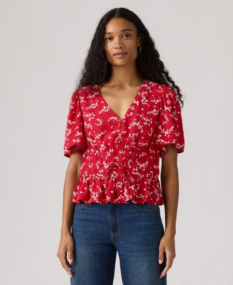 Женская блузка Ryan с V-образным вырезом и короткими рукавами из крепа Levi'S, красный