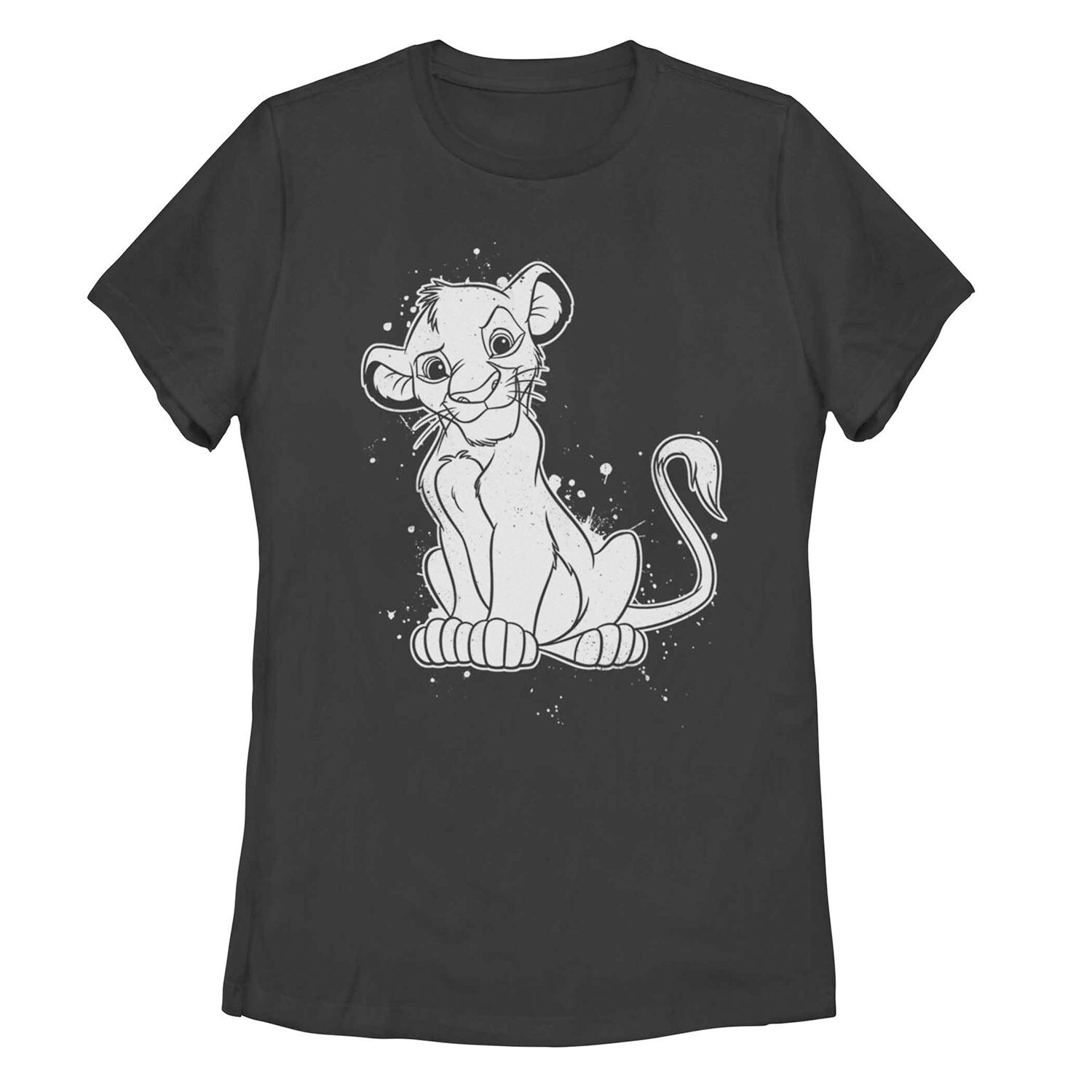 

Футболка с брызгами краски для юниоров Lion King Young Simba Licensed Character, черный